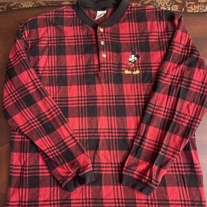 Disney Mickey Mouse Plaid Longsleeve Shirt/Nightshirt - Vintage 90s/Y2K